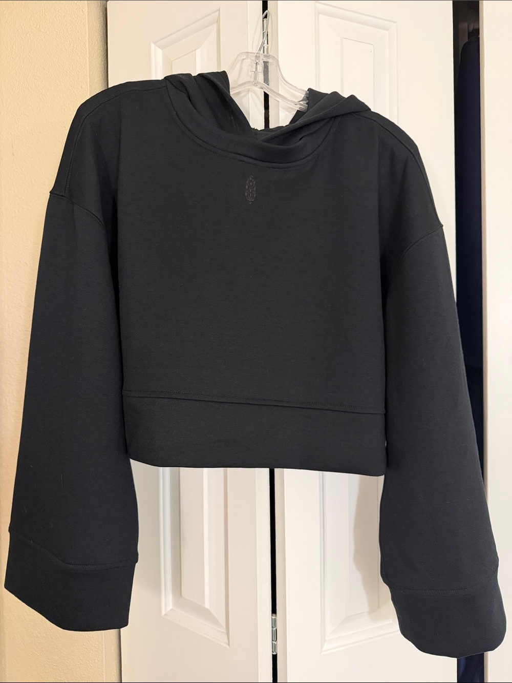 FP Movement by Free People Black Cropped Crew Sweatshirt with Hood